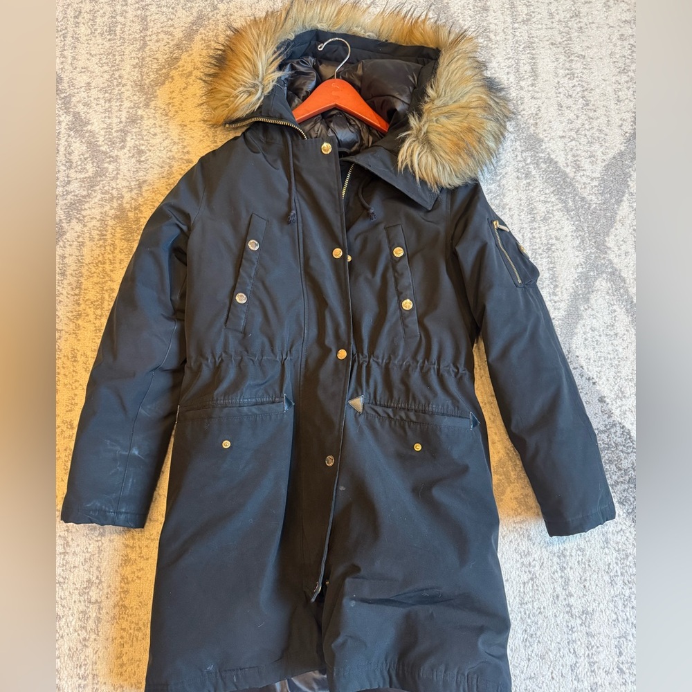 Michael Kors Black Puffer Coat with Fur Hood